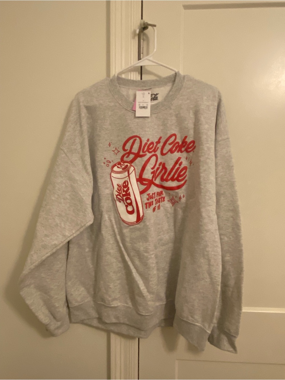 Coca Cola Light Gray Crewneck with Red Diet Coke Graphic